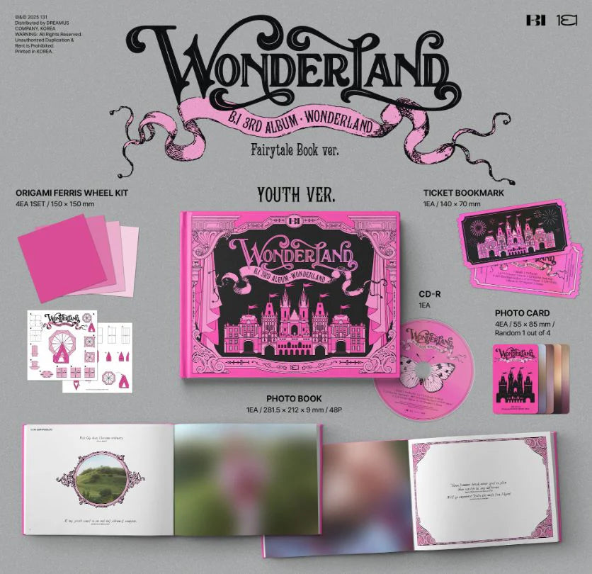 LUCKY DRAW B.I - WONDERLAND / 3집 정규앨범 Fairy tale Book ver. (Youth & Grown Up ver.)